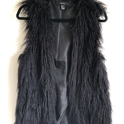 Long Black Fur Vest Thumbnail