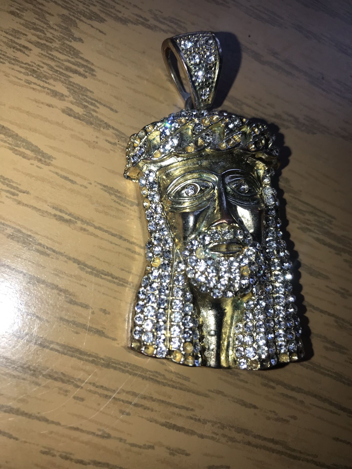 Gold diamond Jesus piece