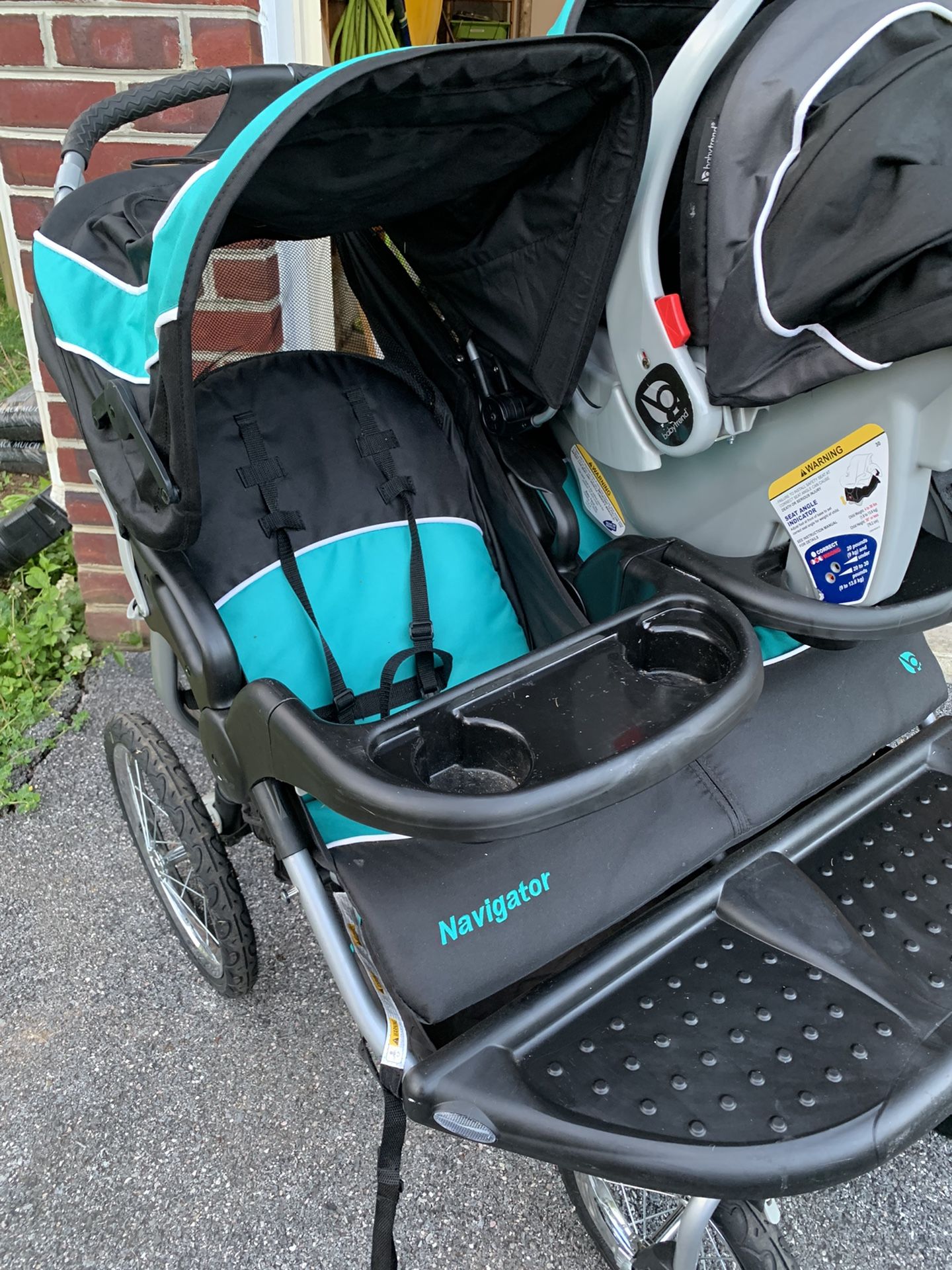 Used Baby Double Stroller With 1 Car Seat And Base