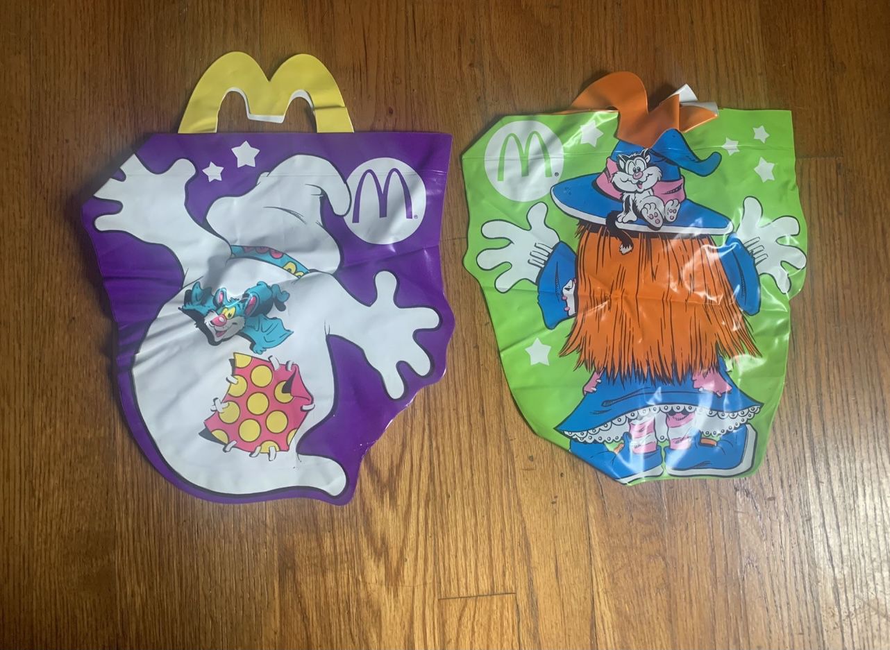 Vintage 1980s McDonald’s Vinyl Halloween Trick Or Treat Bags (Ghost & Witch)