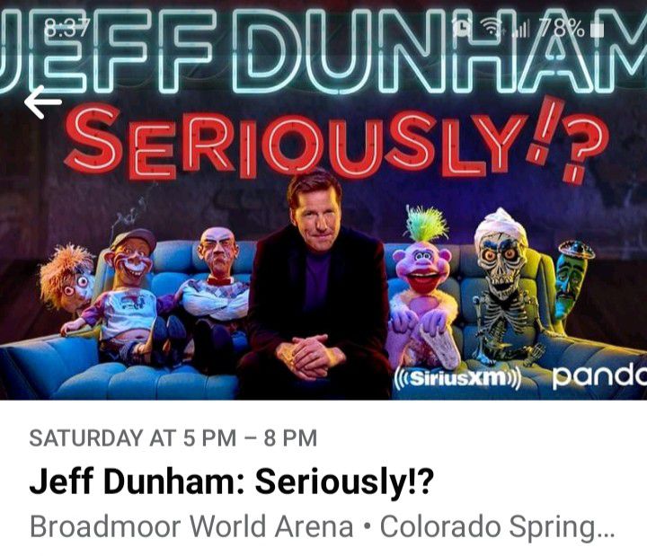 2 Jeff Dunham Tickets 10/23/21 @ Broadmoor World Arena 