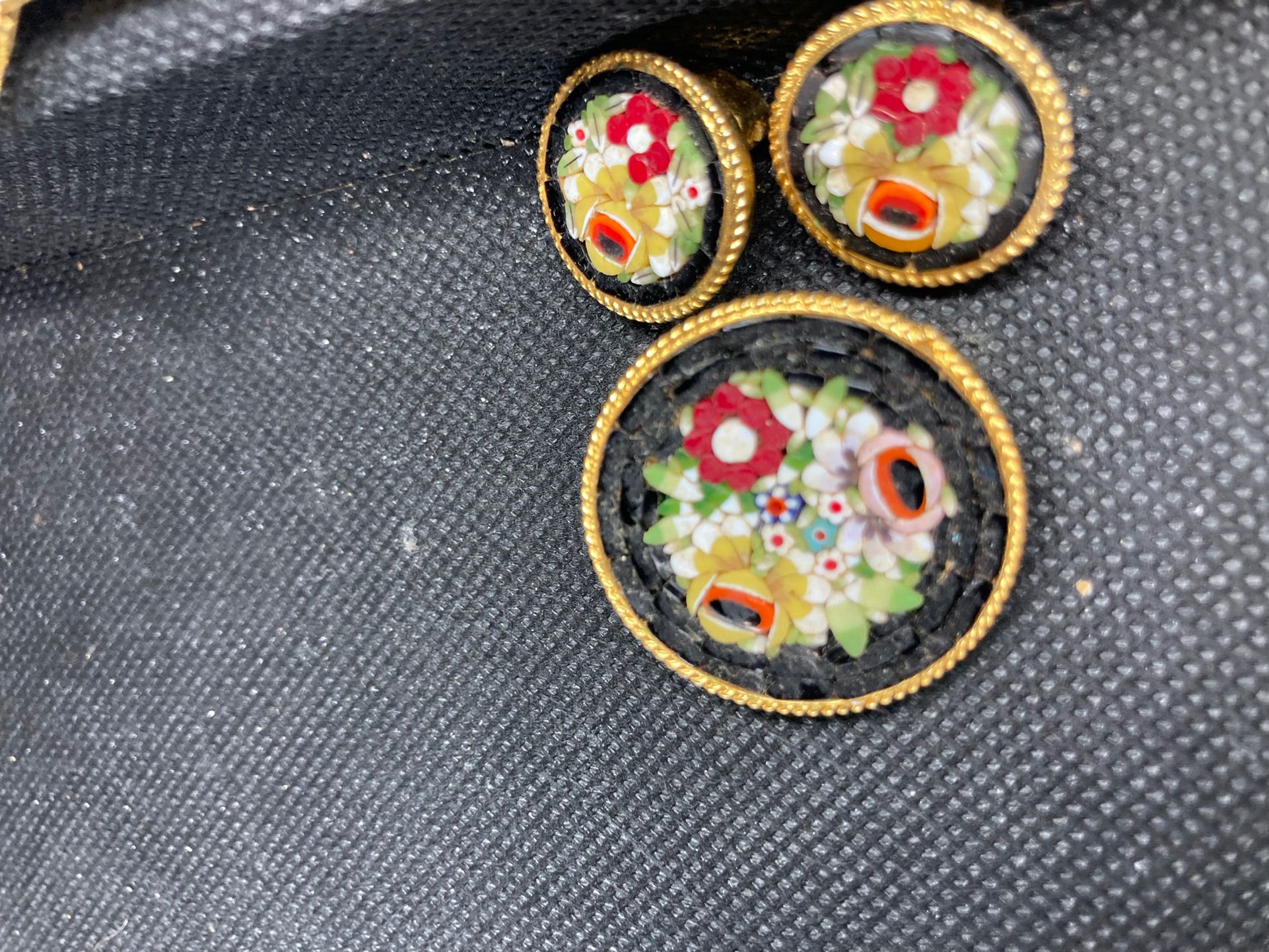 Antique Italian & Venetian -Floral Brooch Pin; Micro Mosaic Design 🤍 Sold As A Set Or Individual