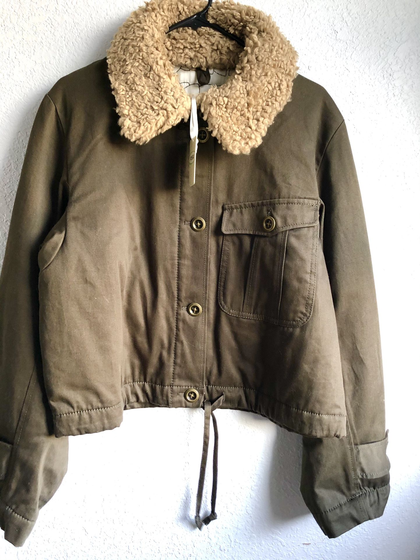 New Fossil Bomber Jacket Army Green Women Medium