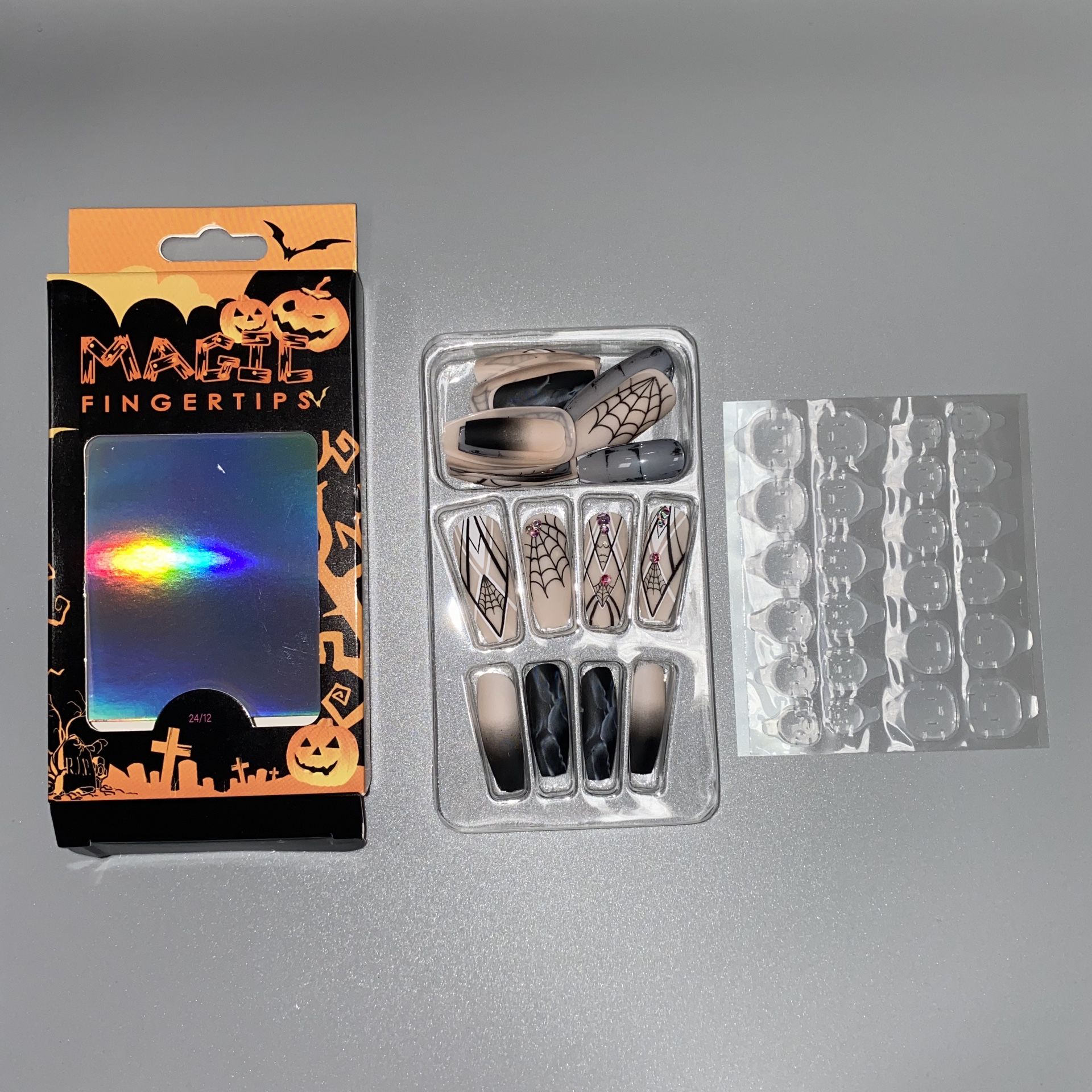 Halloween Press On Nail Tips Pretty - Free Nail Buffer