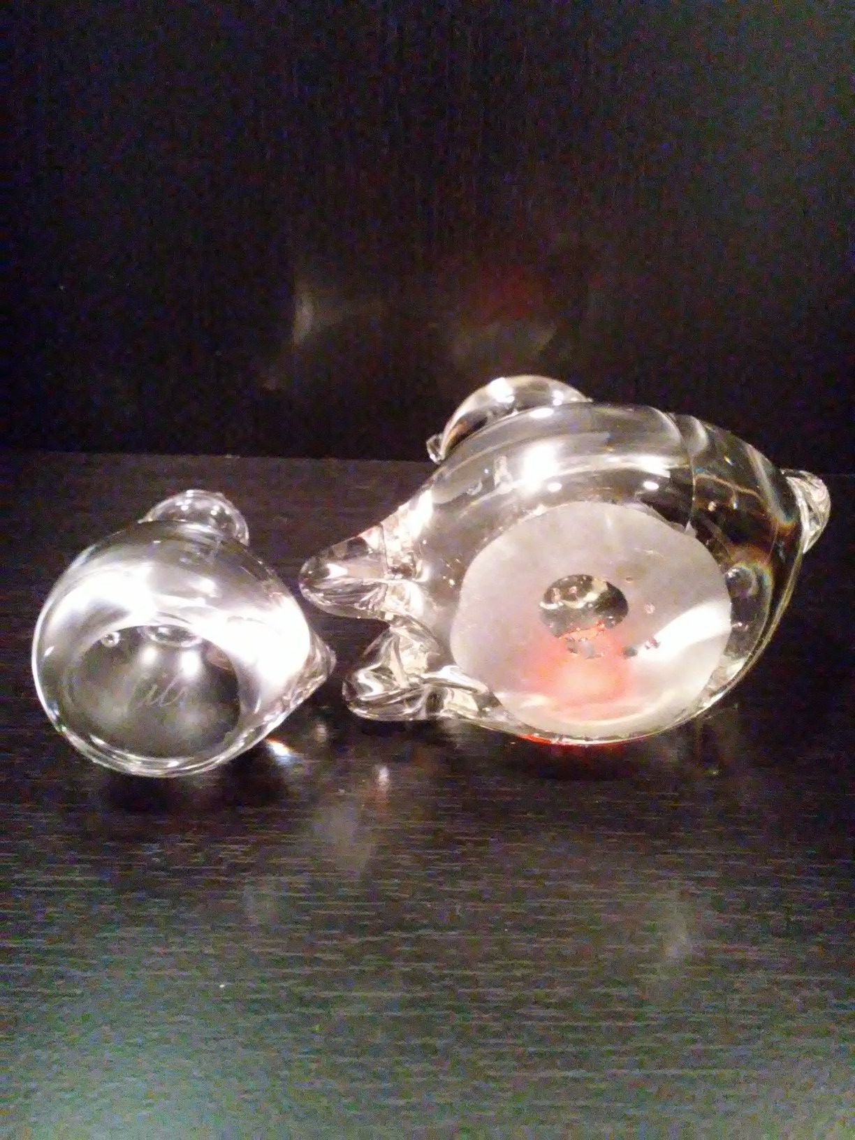 Pair of Solid Art Glass Kitten and Cat