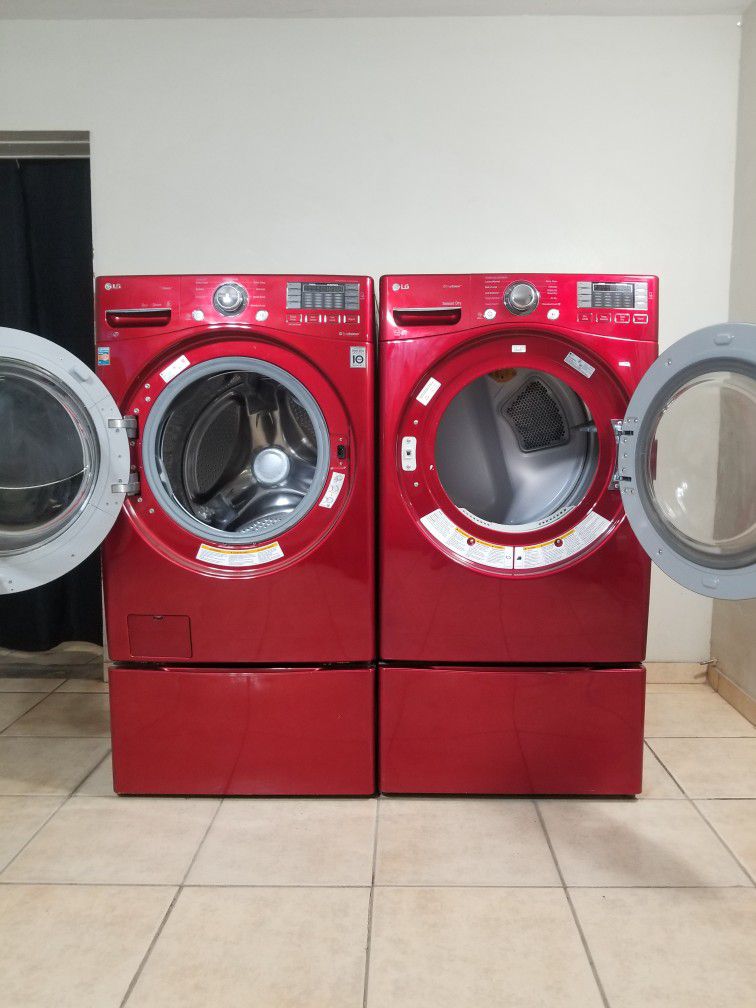 LG RED WASHER AND GAS DRYER FREE DELIVERY AND INSTALLATION ALSO A 90 DAY WARRANTY 