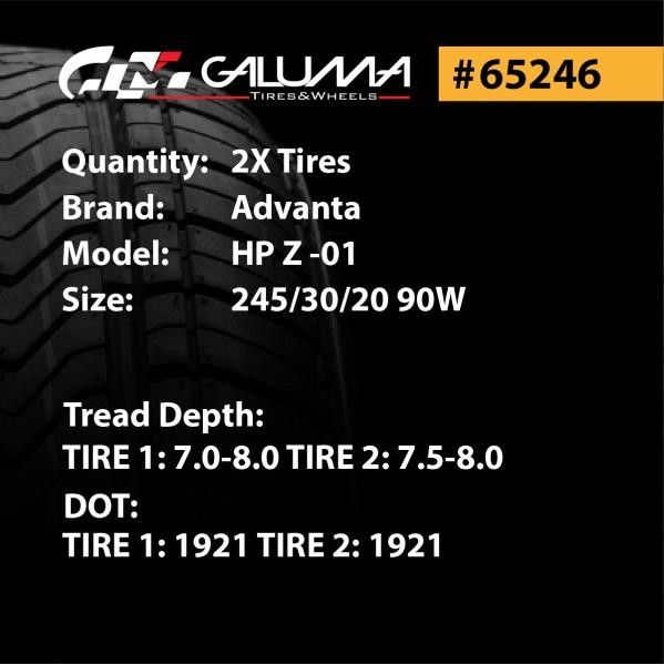 2X Tires Advanta HP Z -01 245/30/20 245/30ZR20 90W No Patch #65246