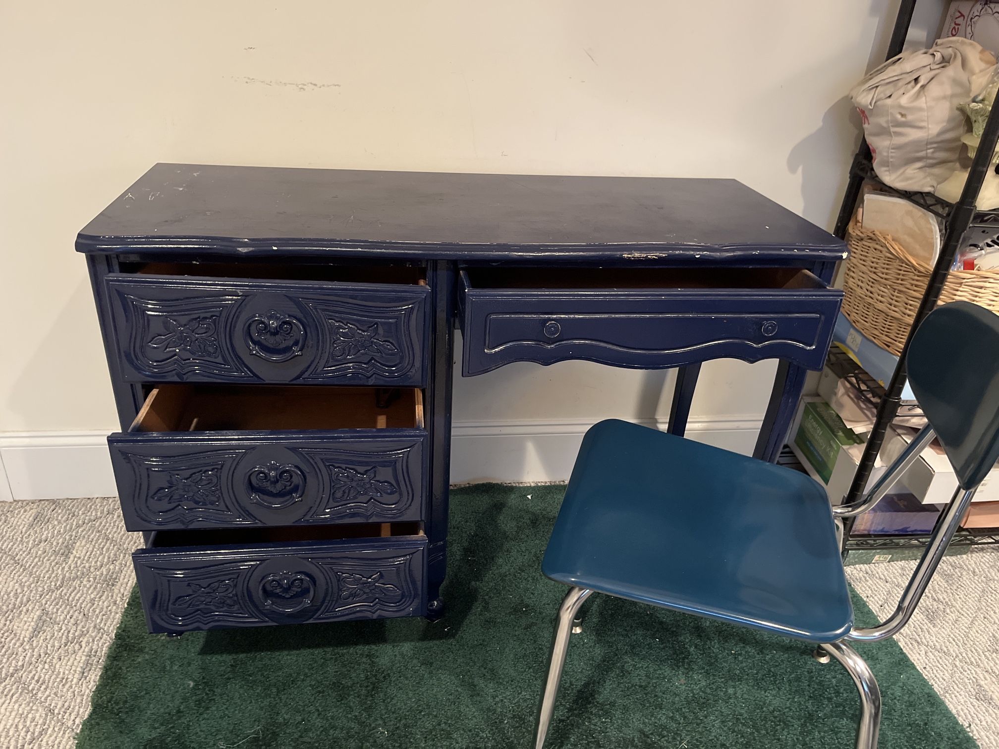 Four Drawer Desk With A Matching Chair
