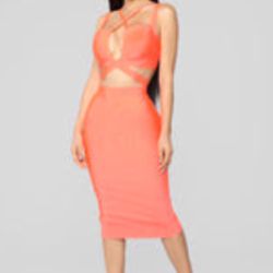 Orange Cutout Strappy Midi Dress (never worn) Thumbnail