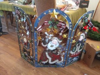 Metal christmas decor devided in 3 sections great for in front of fire place near tree or in patio 2 sides fold for standing or even wall 15.00 Thumbnail