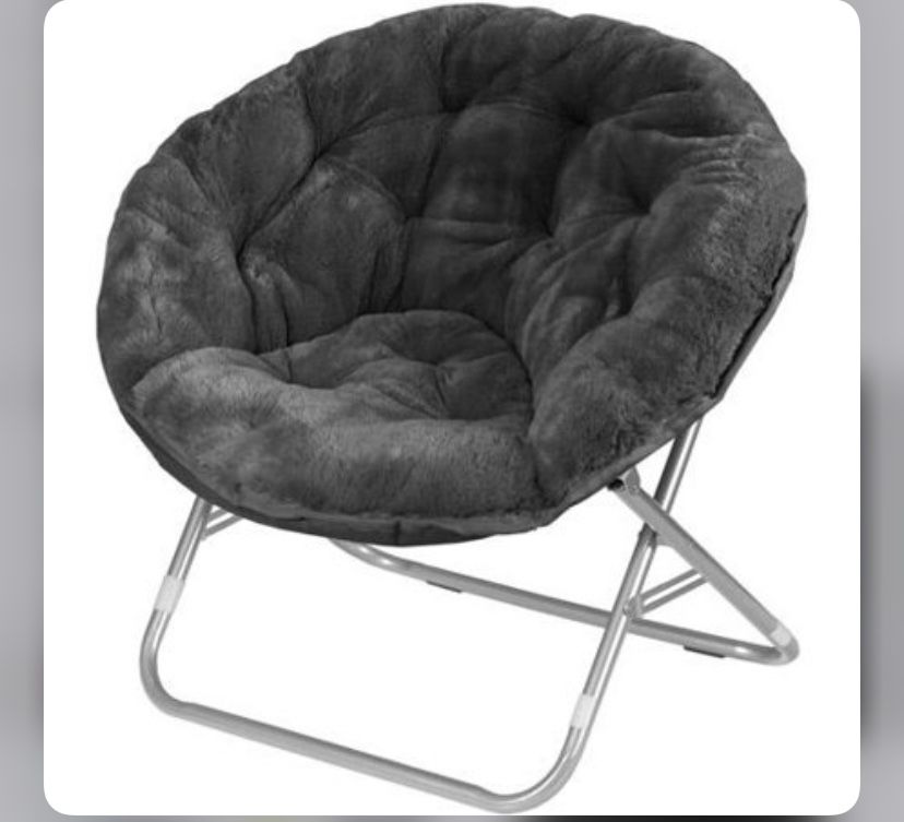Mainstays Faux Fur Saucer Chair, Black Black -