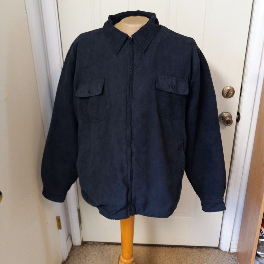 Men's Size Xl Haband Jacket Full Zipper with 4 Pockets  Navy Blue Polyester GUC