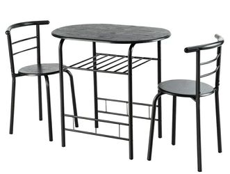 3 pcs Home Kitchen Bistro Pub Dining Table 2 Chairs Set Compact social Thumbnail