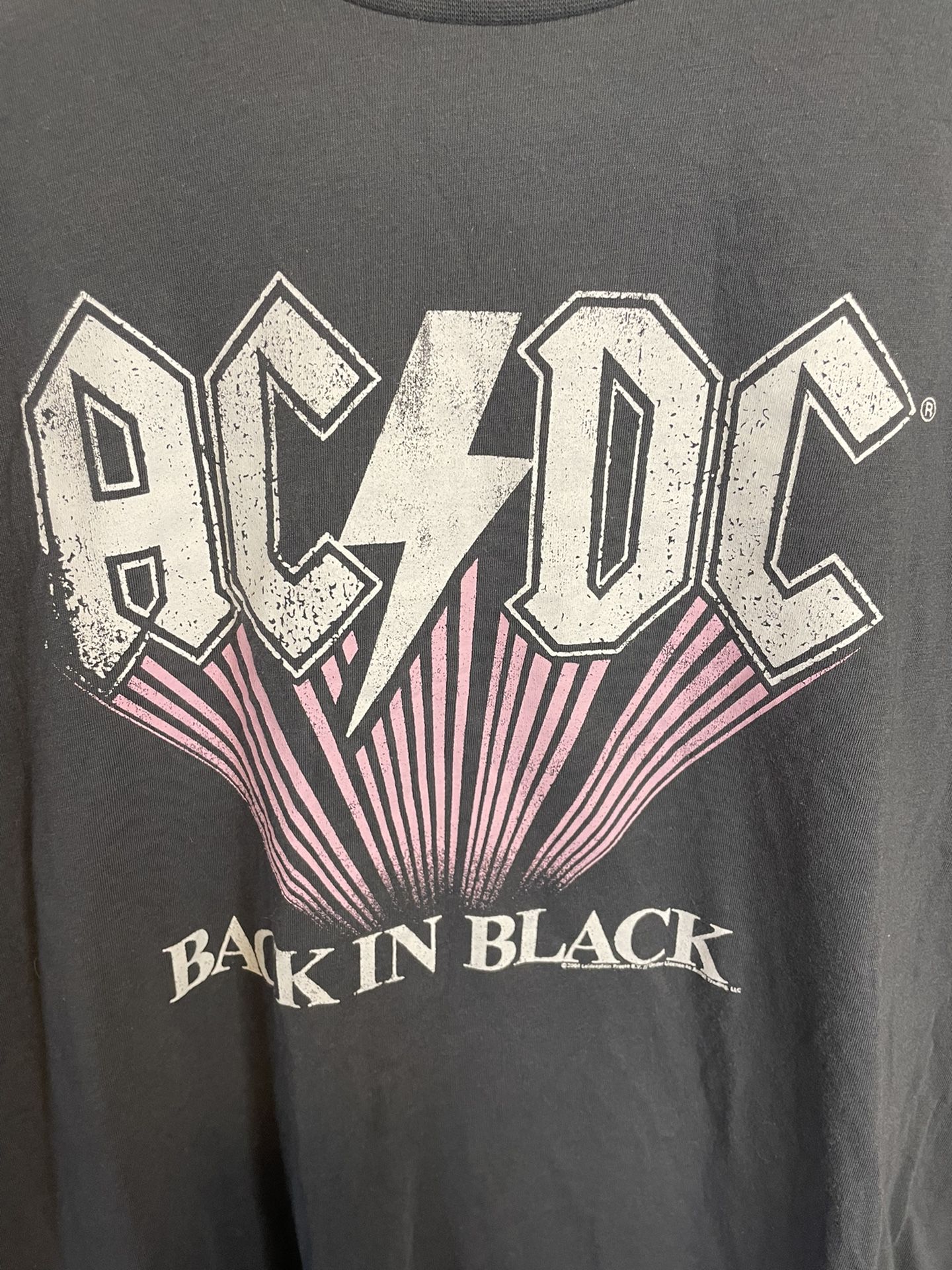 VINTAGE AC/DC BACK IN BLACK T SHIRT GREY XXL 2XL COTTON 