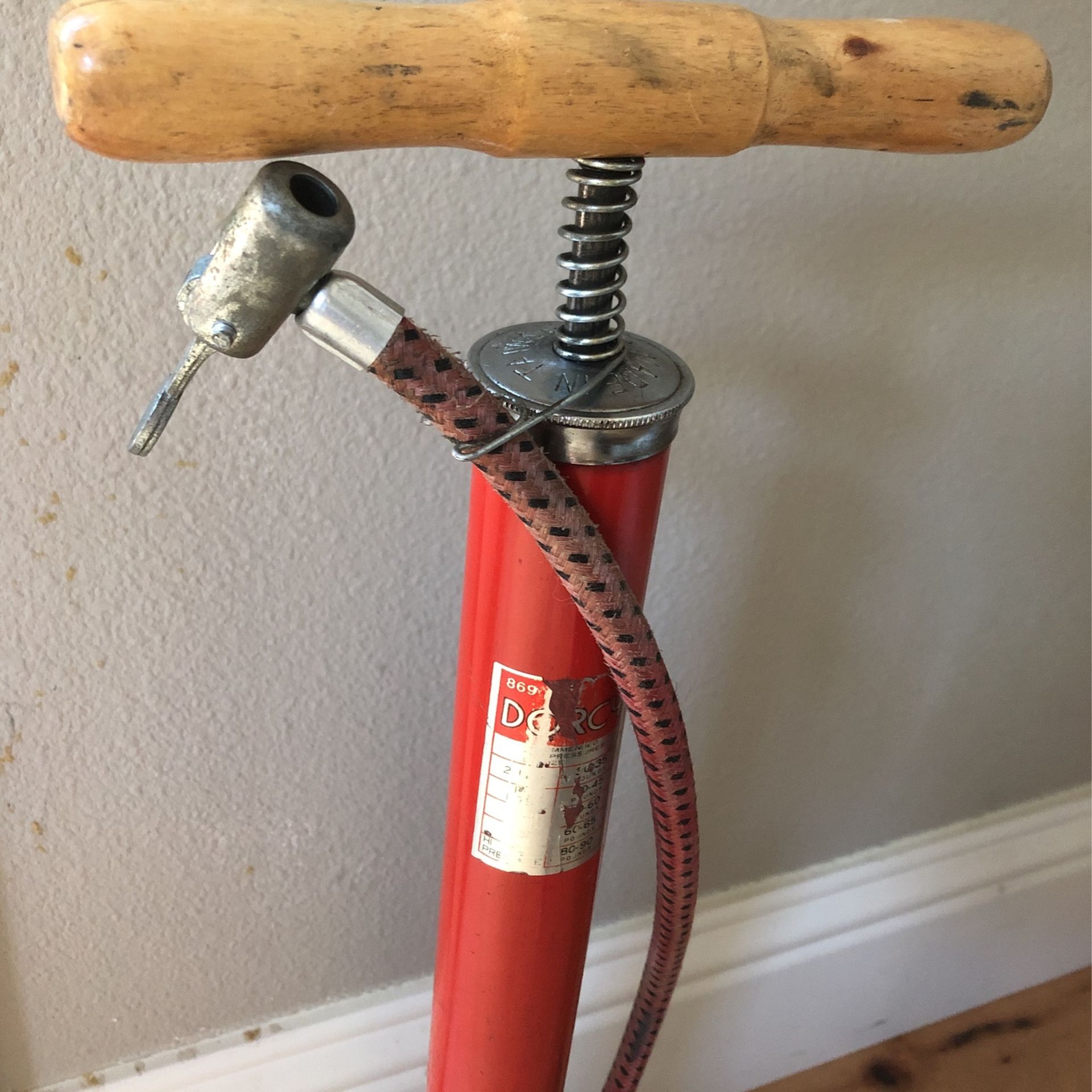 Vintage Dorcy Bike Pump Red