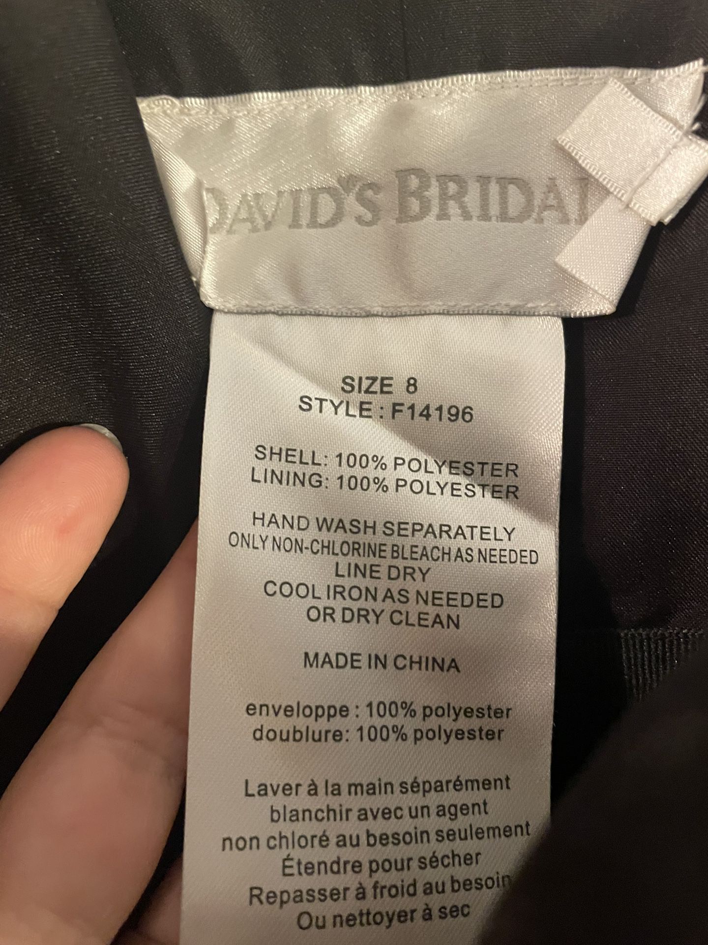 Size 8 David’s bridal Formal Dress Size 8