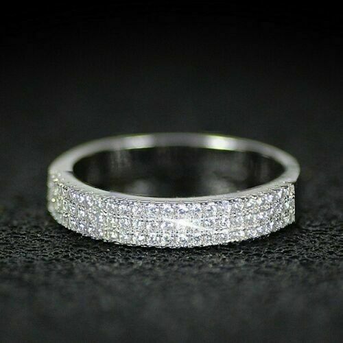 Gorgeous Women 925 Silver Rings Round Cut White Sapphire Wedding Ring Sz 6-1