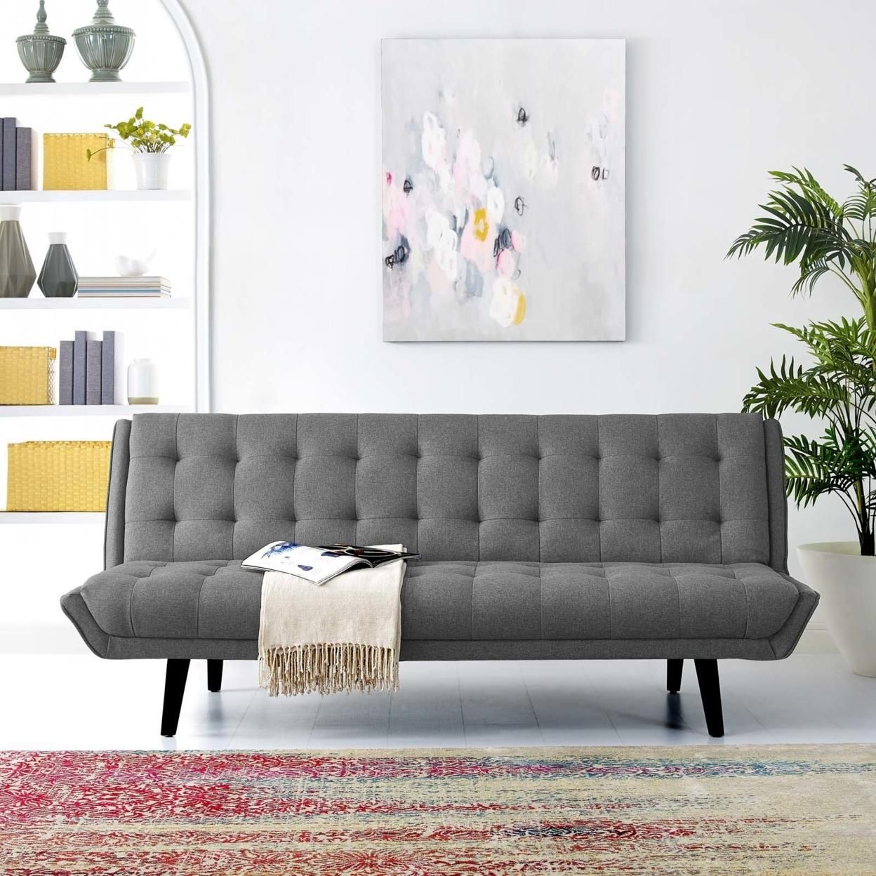 Glance Tufted Convertible Fabric Sofa Bed (3093-GRY)