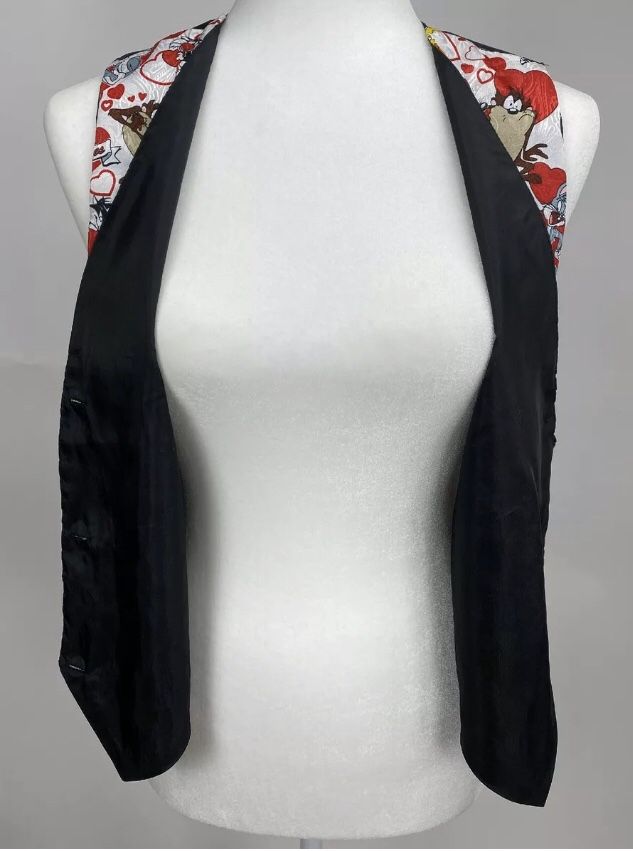 1994 Looney Tunes Valentines Red Hearts Love Vest Tweety Bird Daffy Duck Taz Pig NWT