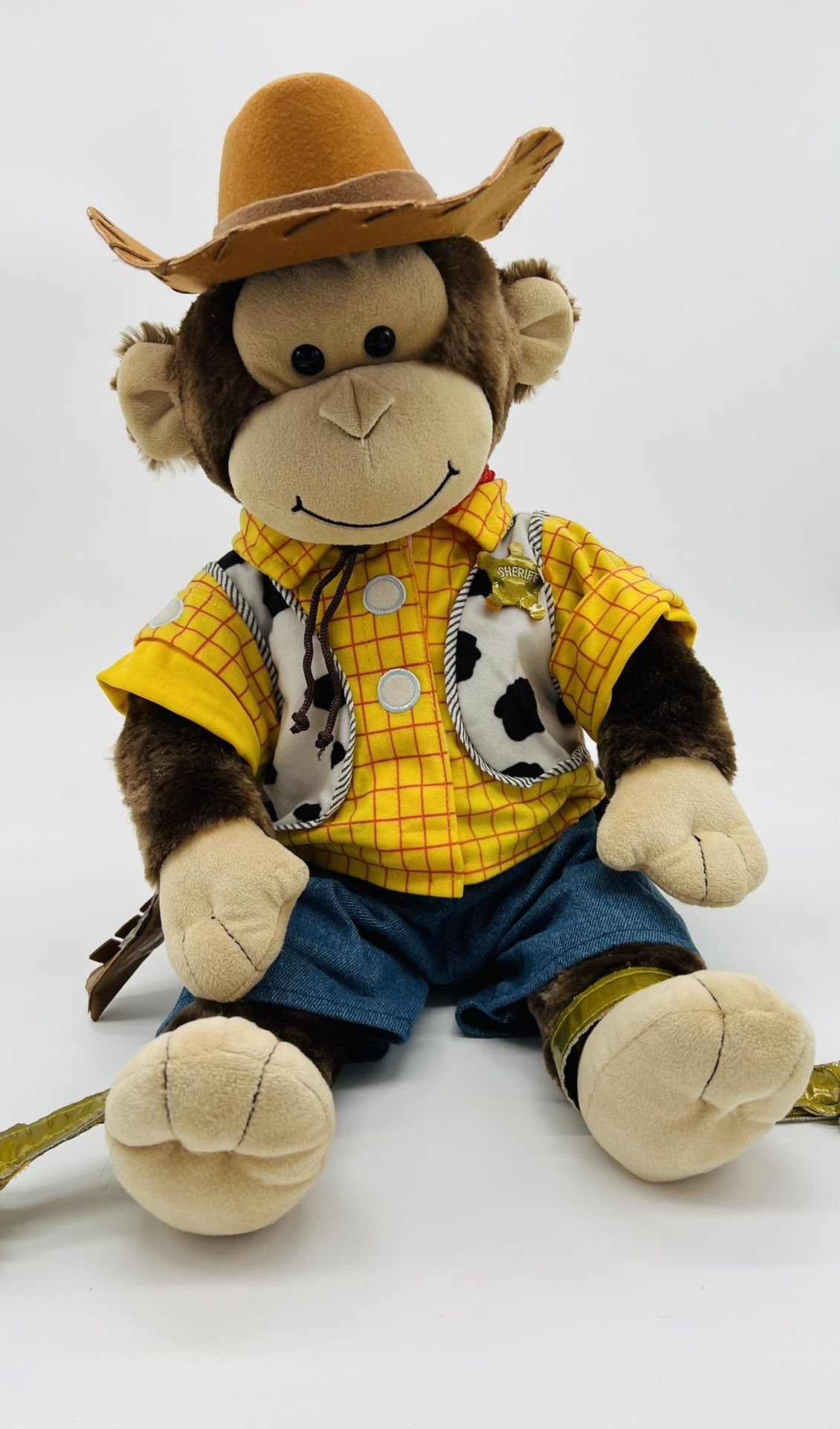 Build A Bear Brown 19" Smiling Monkey Plush Woody Toy Story Outfit 2016 RETIRED