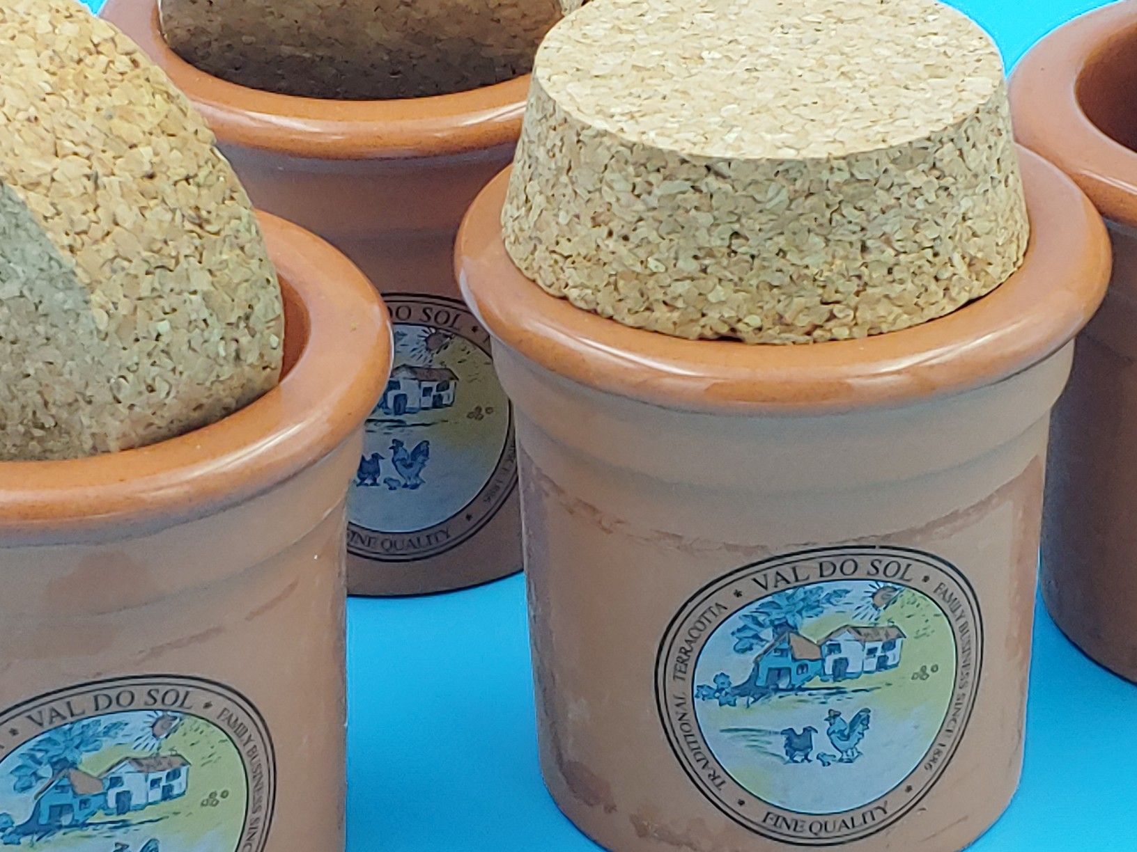 Val Do Sol Fine Quality Terracotta Crock Spice Jar w/cork lids