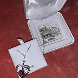 genuine ruby + sterling silver heart necklace. amazing christmas, birthday, valentine’s day, or proposal gift Thumbnail