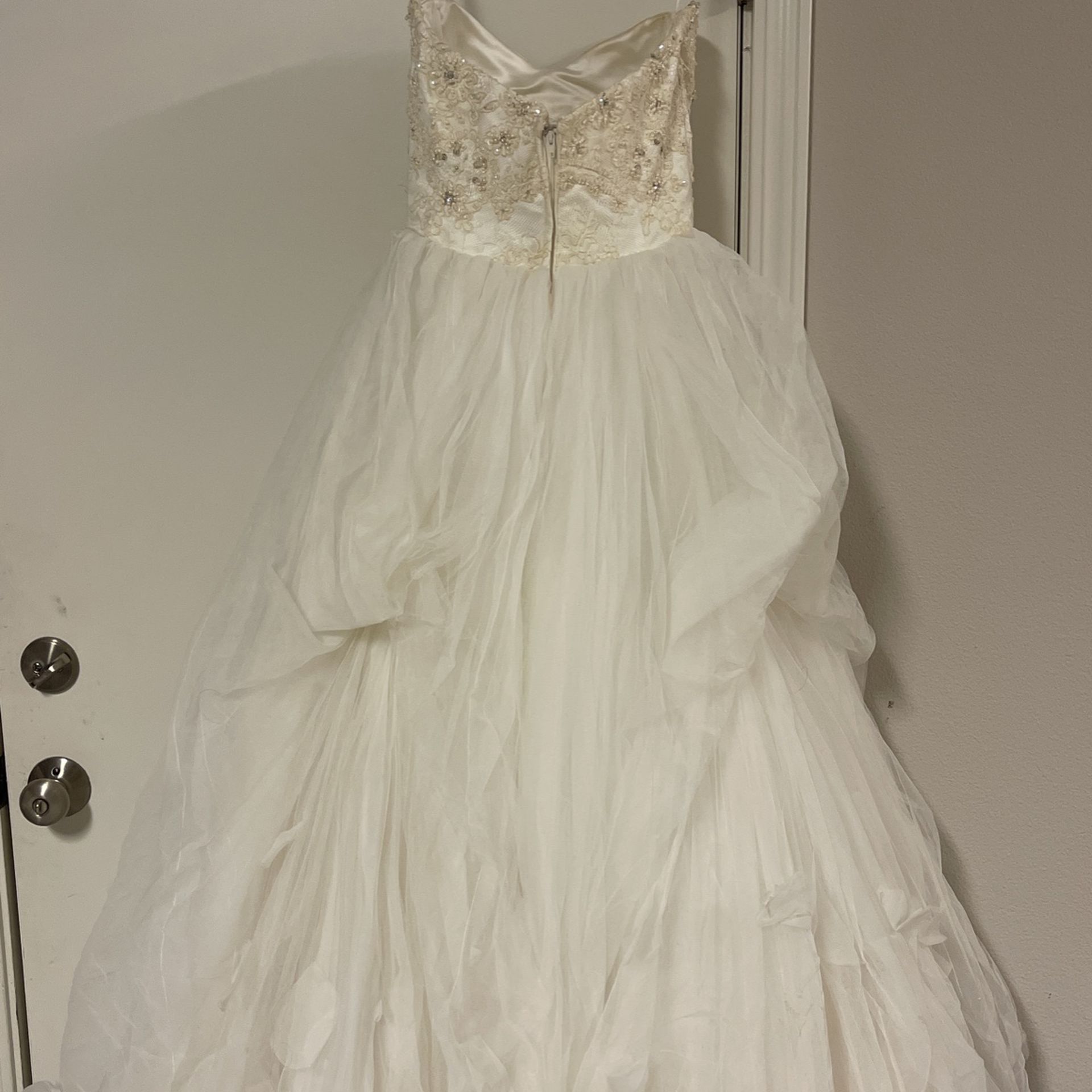 Wedding Dress  Tulle With Beaded Top  Size 2
