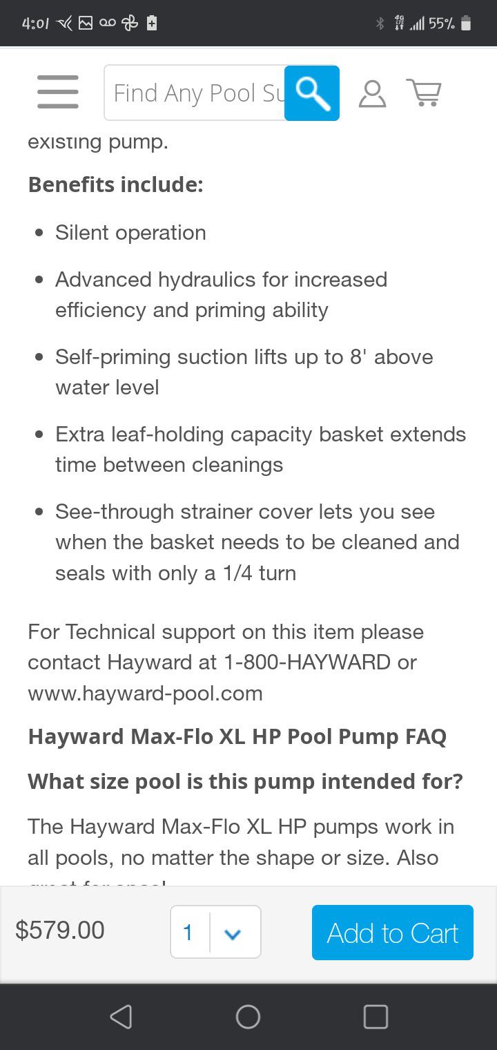 Hayward XL Max Flo Pool Pump