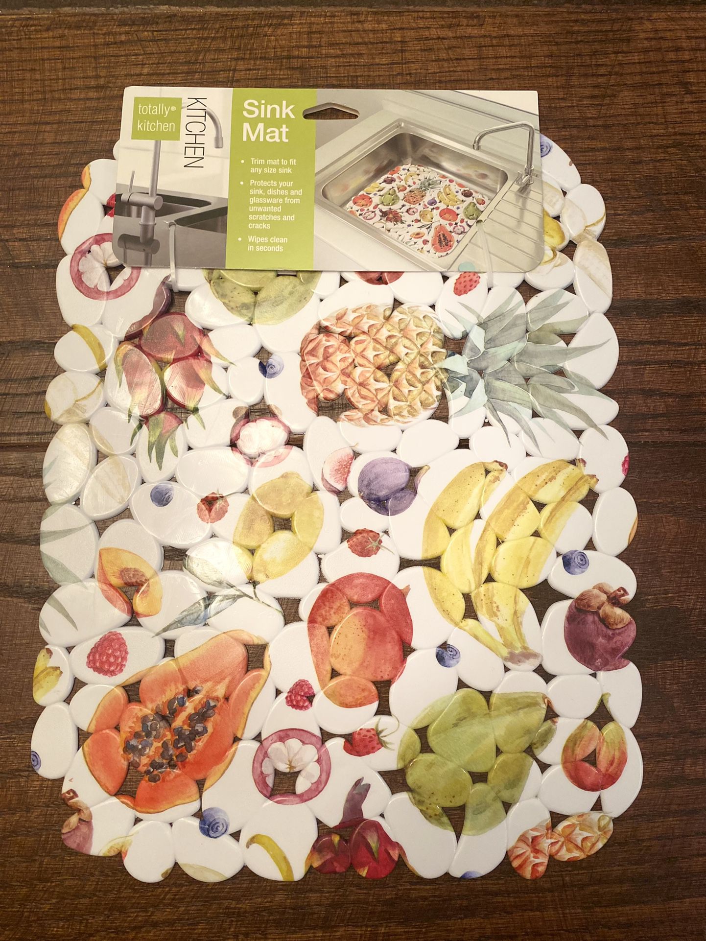 Sink Mat With A Tropical Fruit Theme By Totally Kitchen Protective Pebble Sink Mat