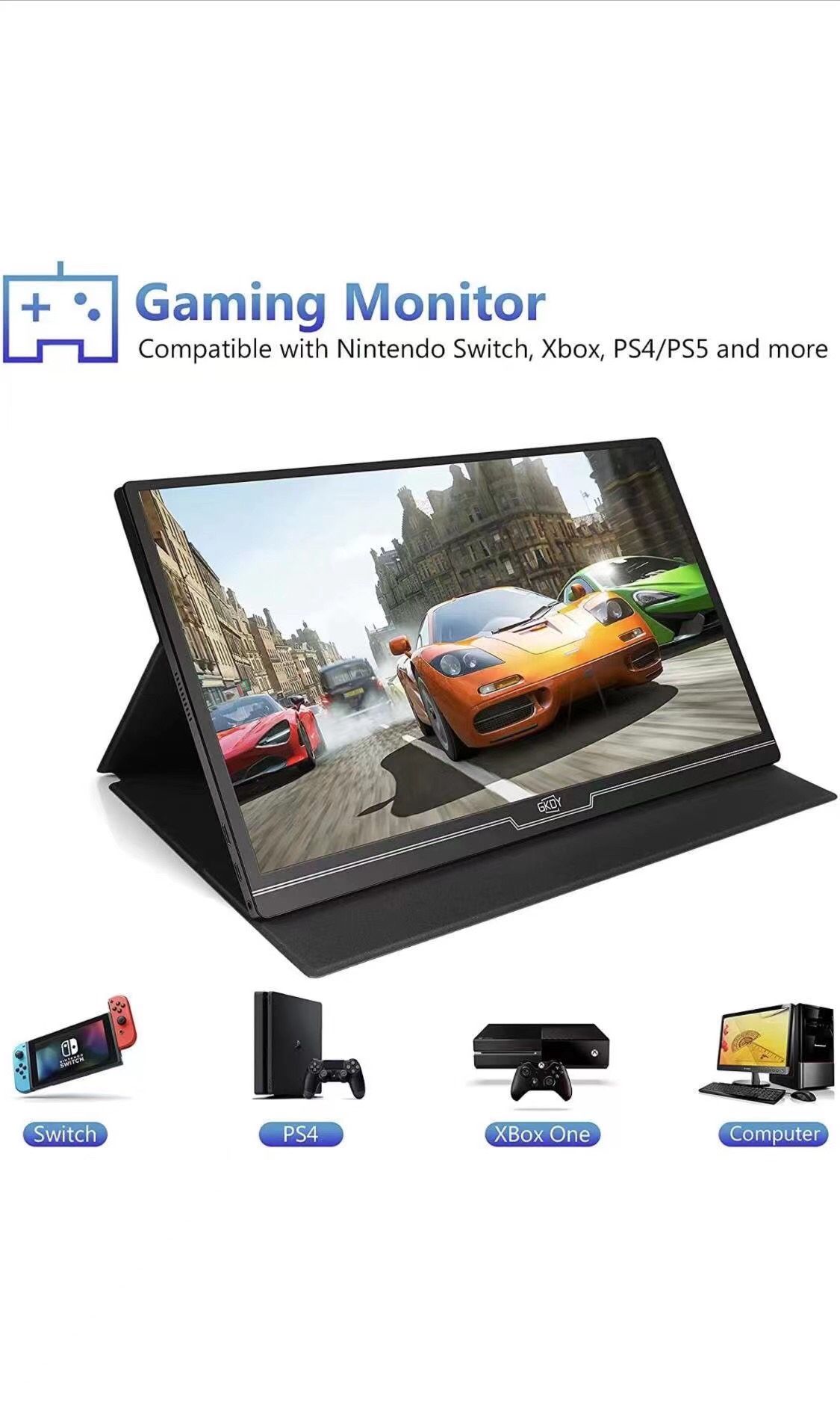 Portable Monitor 15.6 Inch 100% SRGB 1080P Gaming Monitor FHD Portable Laptop Monitor 1920 x 1080 IPS 178° Screen Eye Care Display with HDMI USB Type-