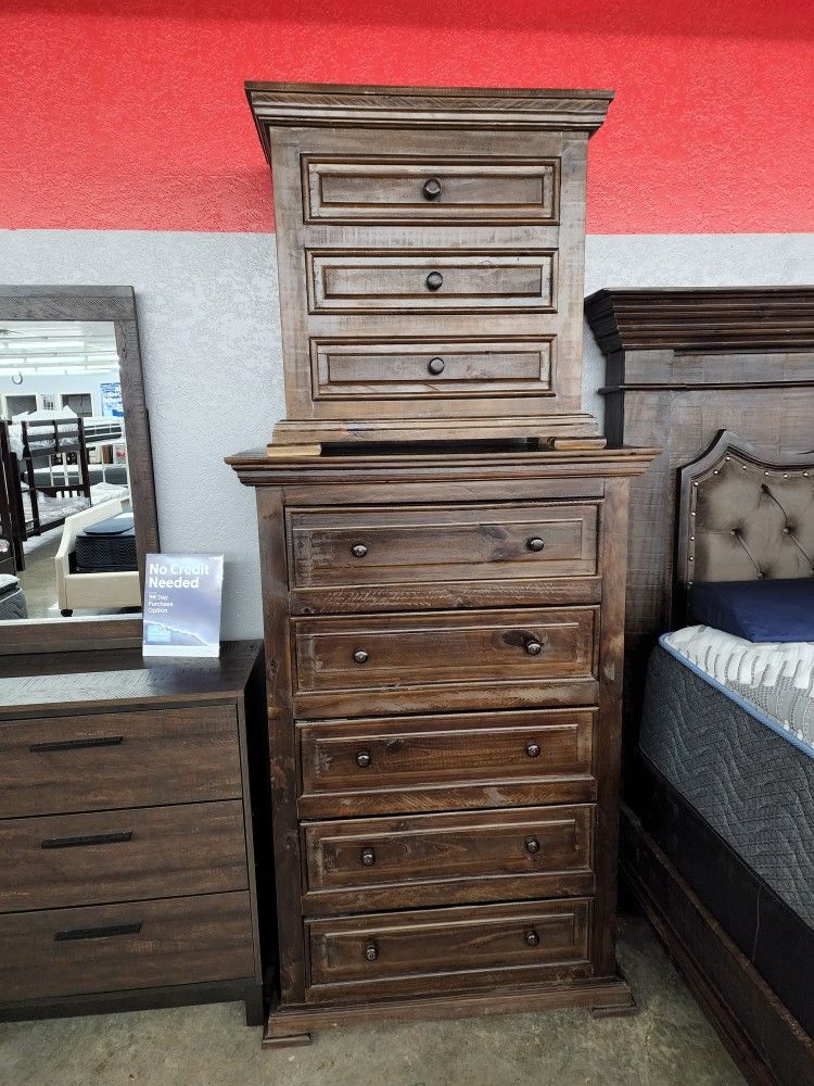 New King Solid Wood Rustic Bedroom Group