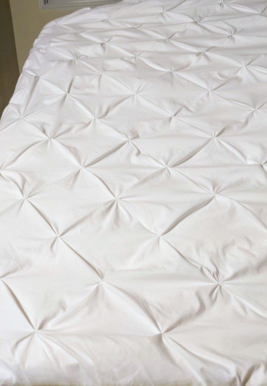 Very Comfortable Queen  Mattress And Box Spring. Synthetic Down Comforter And Diamond Cut Duvet, Wine Colored Bed Skirt