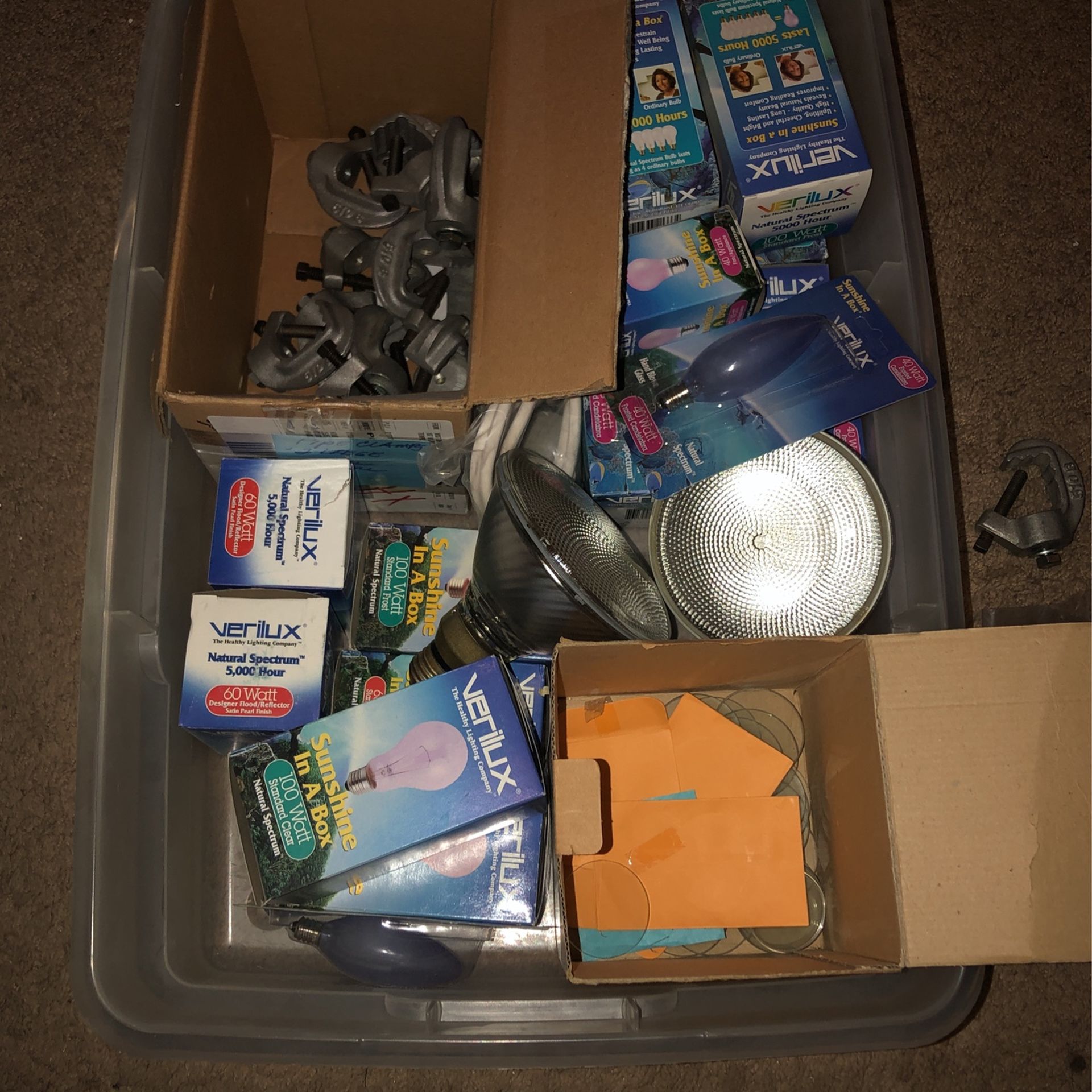 Box Of Assorted lighting supplies