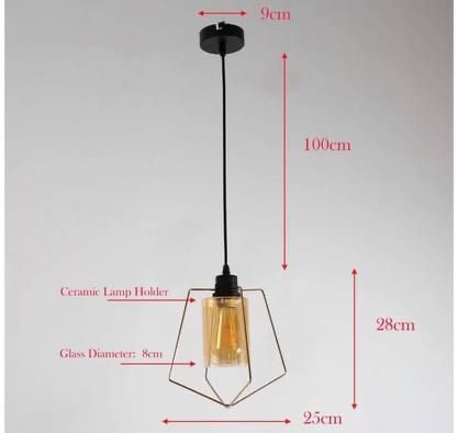 Brand New In Box Amber Glass Gold Pendant Light / Hanging Lamp