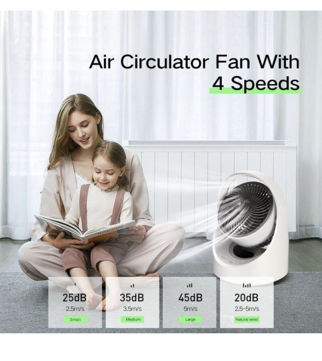 USB Personal Desk fan , Small Quiet Desktop table fan ,4 speeds Rechargeable Oscillating Cordless fan with Led light