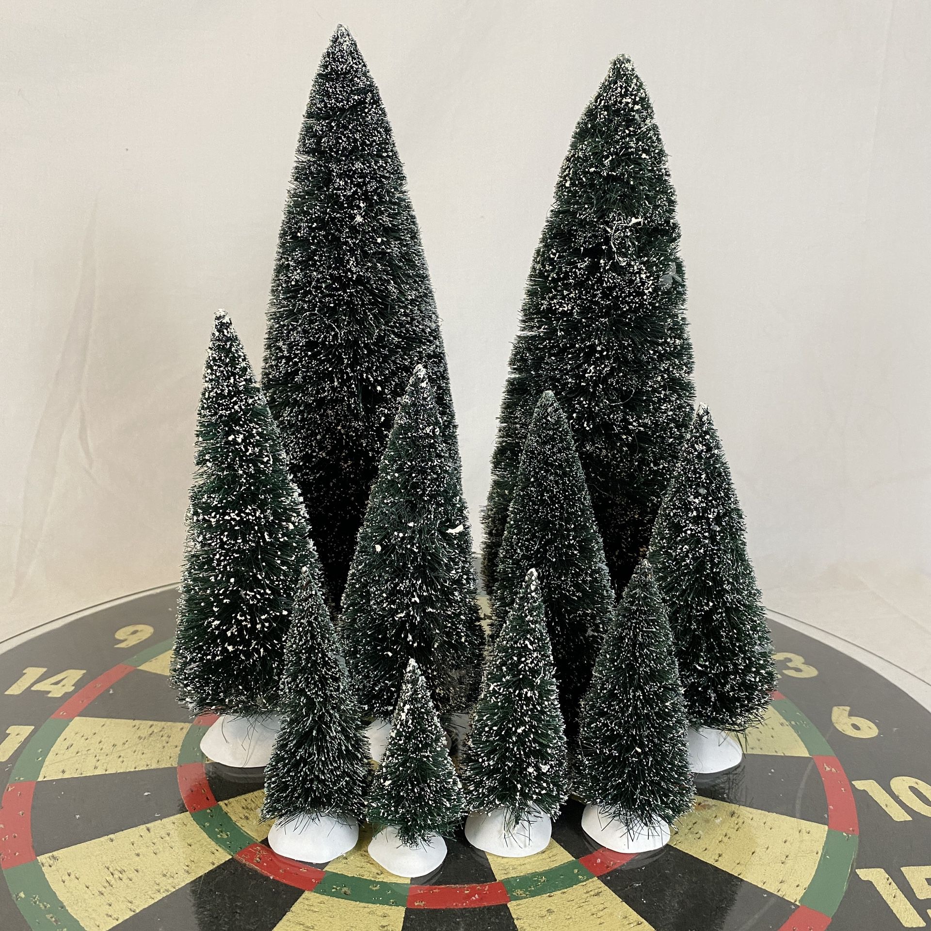 Department 56 Frosted Topiary Trees Set of 10 (3-11.5”) Christmas Village VGC