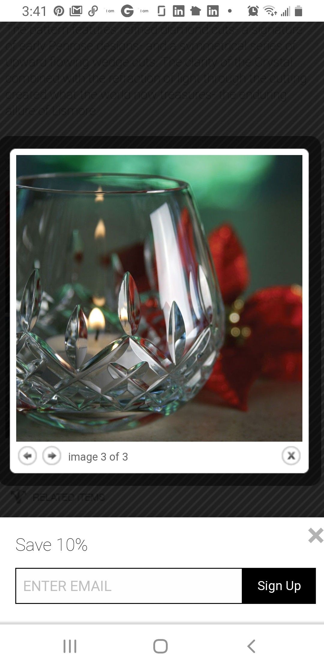 Waterford Crystal tea light