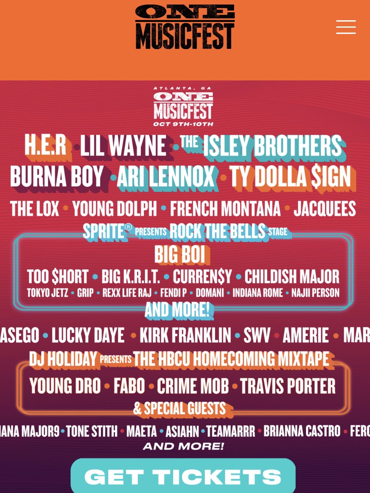 2 One Fest Atlanta Tickets