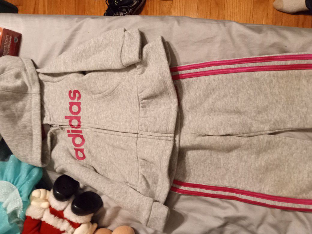 Adidas Two Piece Sweatshirt Hoodie And Pants Girls Size 12 Months