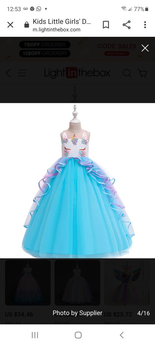 Girl Unicorn Party Dress Dress 👗
