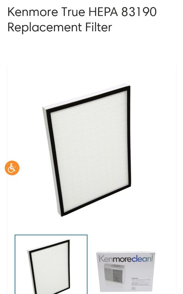 NIB Kenmore HEPA Air Filter Replacement Filter RFK83190 / 83190 (filter only)