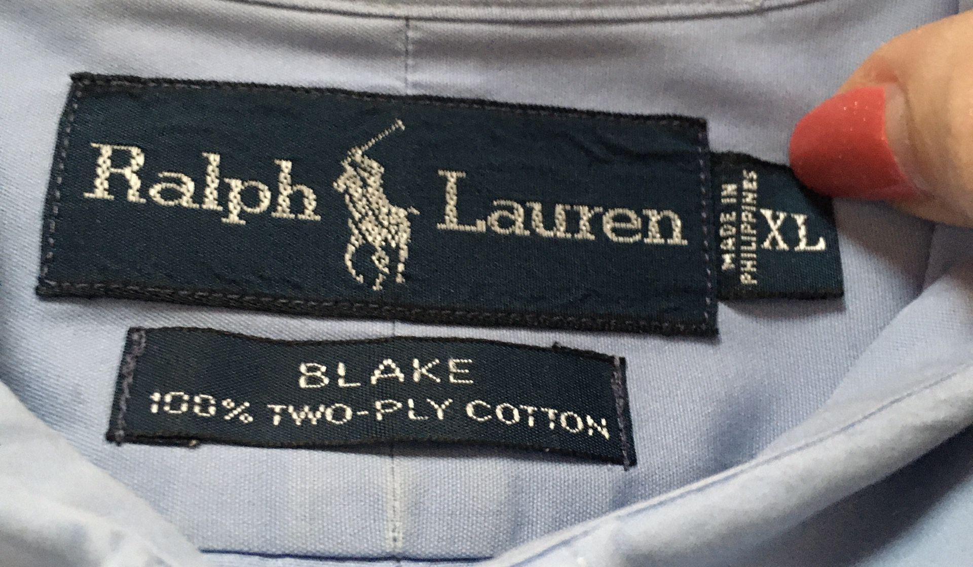 Ralph Lauren Men’s Blue Button Down Dress Shirt XL With TPC Logo