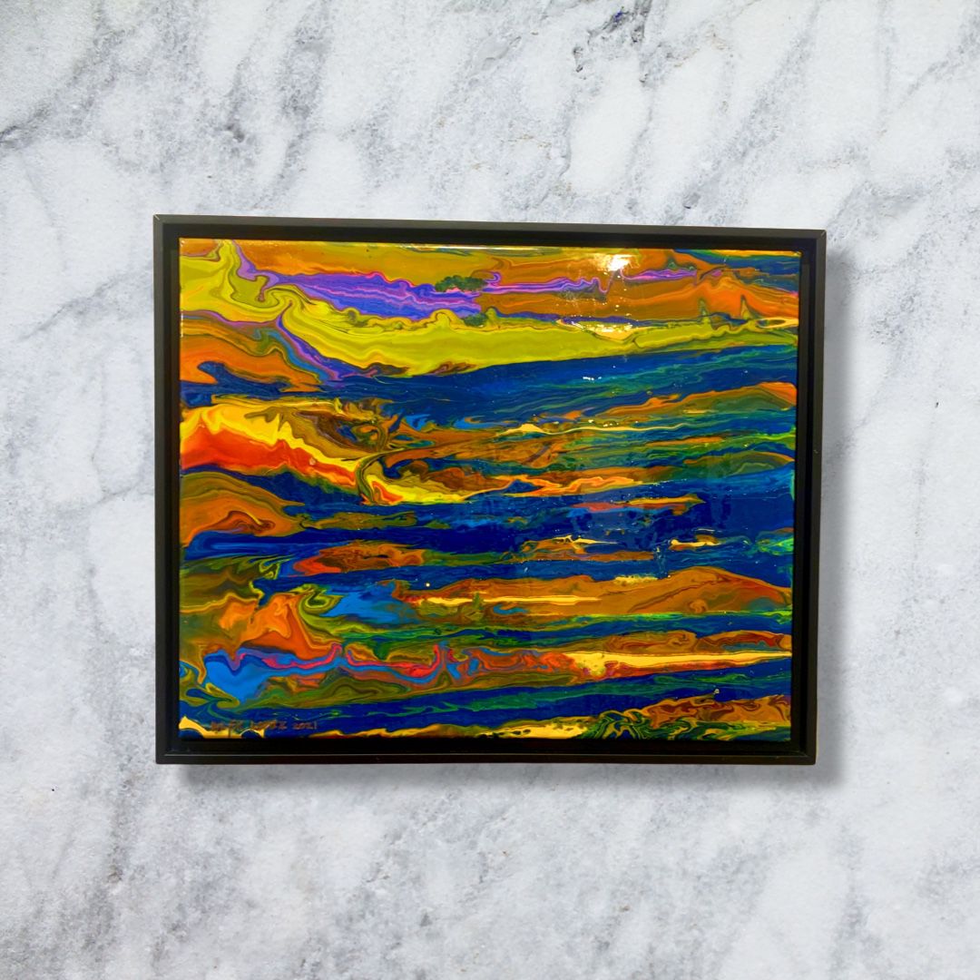 Original 16x20 Framed Abstract Painting by: Alpino_Gallery