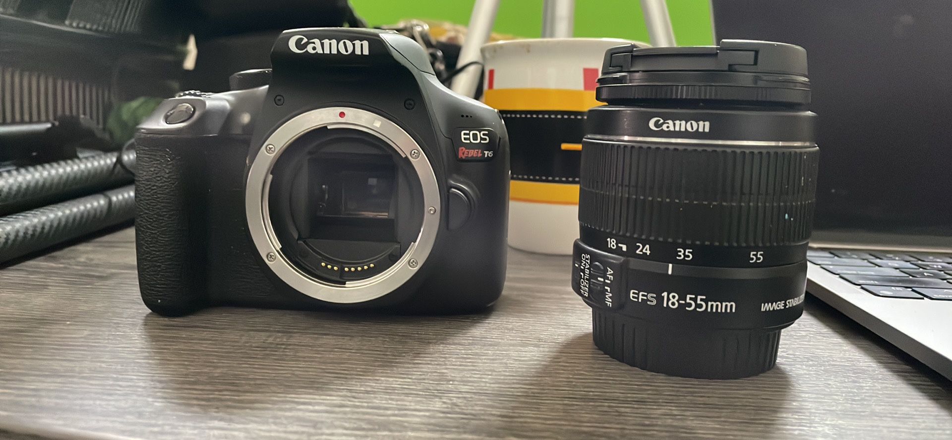 Canon T6 With 55mm Lense, 3 Batteries, Dual Charger