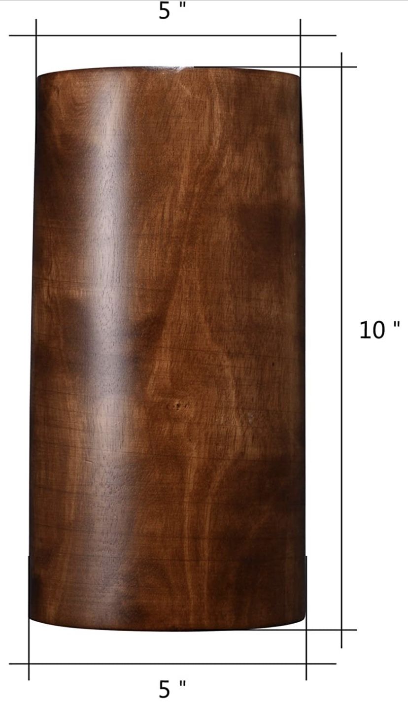Handmade 10" Mango Decorative Brown Tapered Barrel Faux Flowers, Branches or Bud Vase | Eco-Friendly and Sustainable Wood