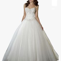 YIPEISHA Sweetheart Beaded Corset Bodice Classic Tulle Wedding Dress Thumbnail