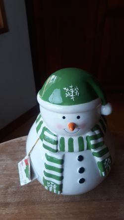 Super Cute Snowman cookie jar Thumbnail