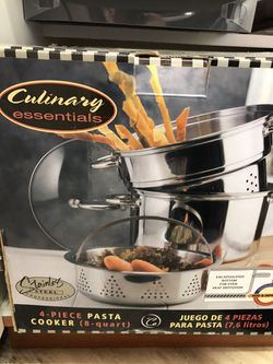 4 Piece Pasta cooker and vegetable steamer, large pot Thumbnail