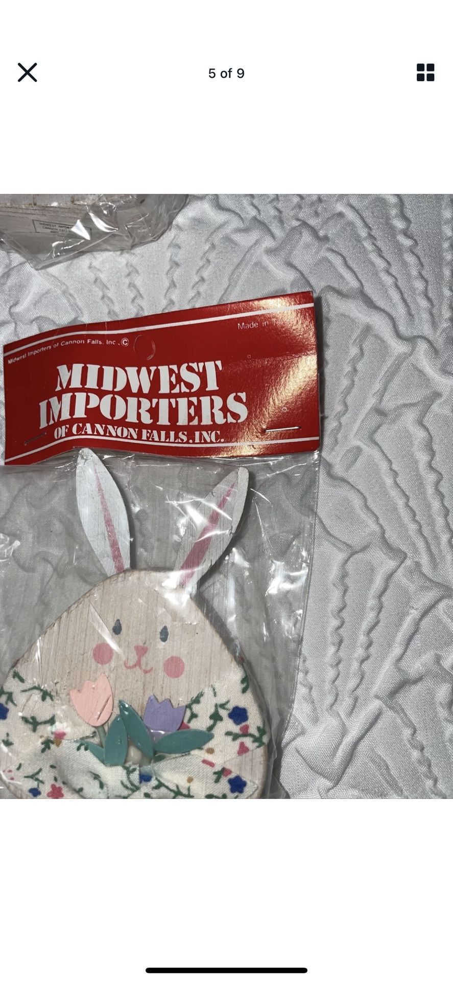 VTG Midwest Importers Of Canon Falls Wood Bunnies Ornaments Easter Like New Set of 6 Made in Taiwan! 3 matching sets!