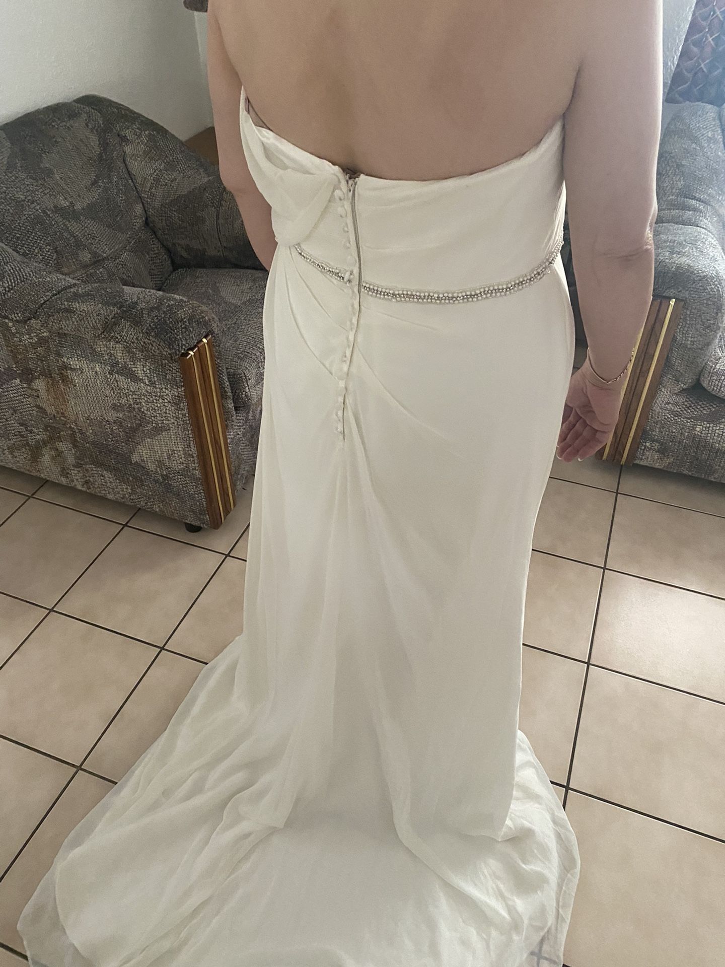 Alfred Angelo Wedding Dress Sz 16 & 40D Bustier & Hair Piece